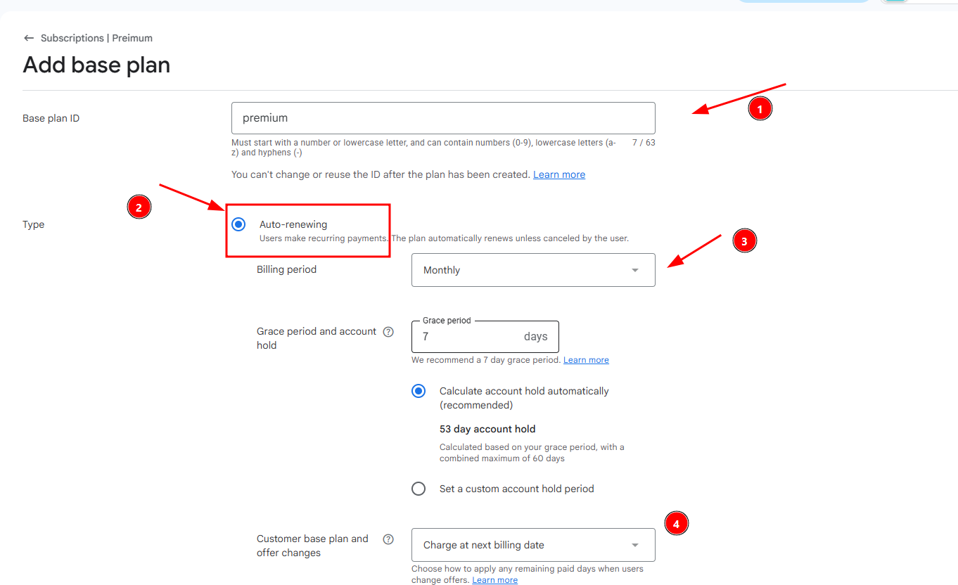 PlayStore Base Plan Config